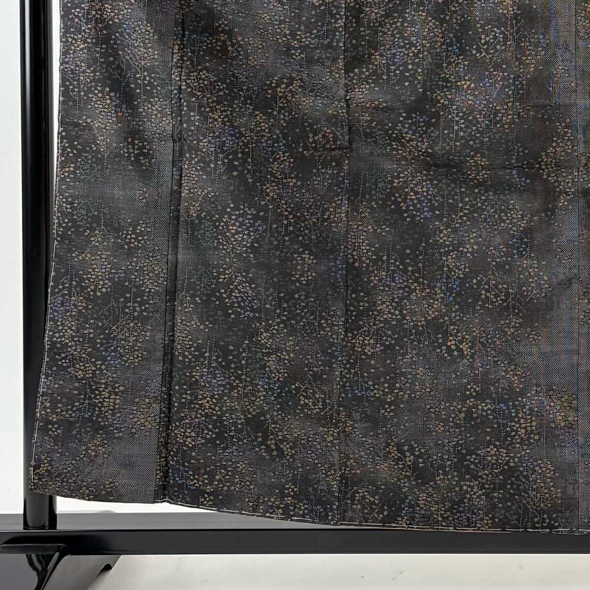 【美品】 大島紬織 身長159cm 袖長63cm S 雙層 樹木 墨 深色 純蠶絲 秀品級