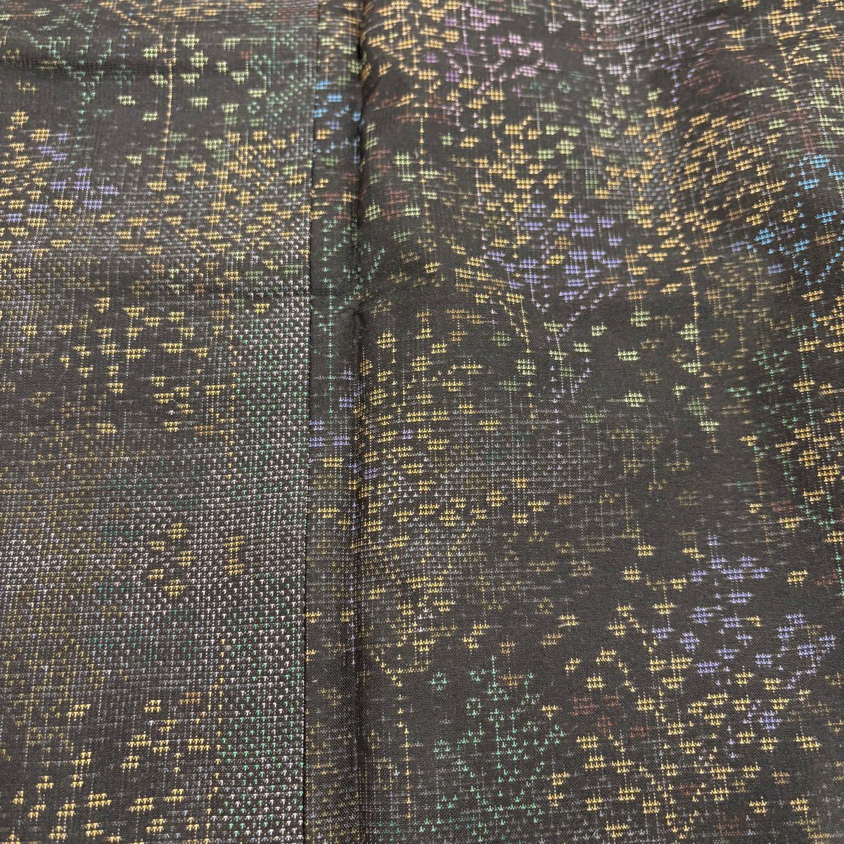 【美品】 大島紬織 身長159cm 袖長63cm S 雙層 樹木 墨 深色 純蠶絲 秀品級