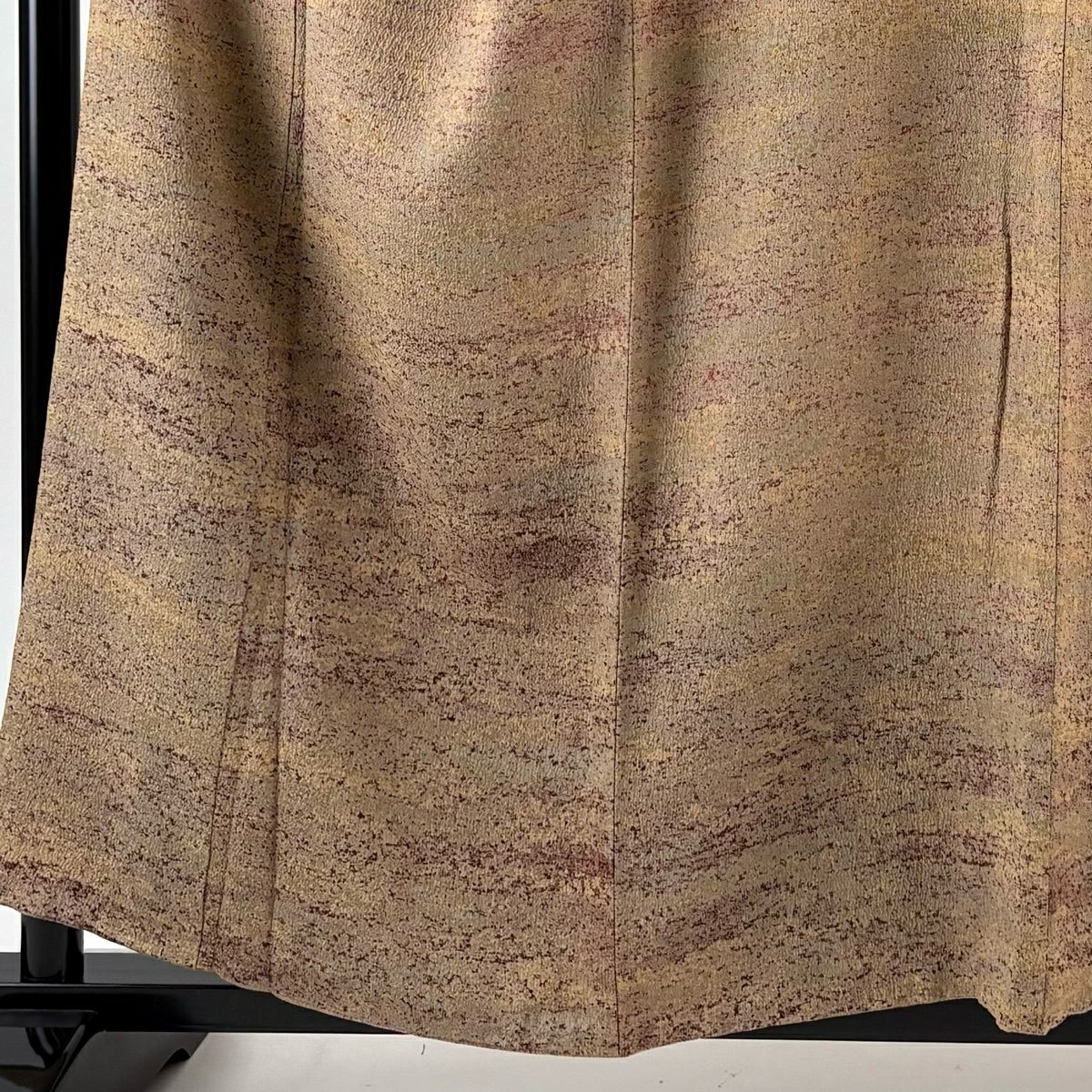 【美品】 付下 身長157cm 袖長63cm S 雙層 陶彩染 幾何學圖案 淺茶 純蠶絲 秀品級