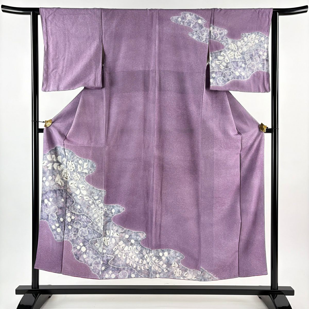 訪問服 身長151.5cm 袖長63cm S 雙層 辻花染 絞染 紫 純蠶絲 秀品級