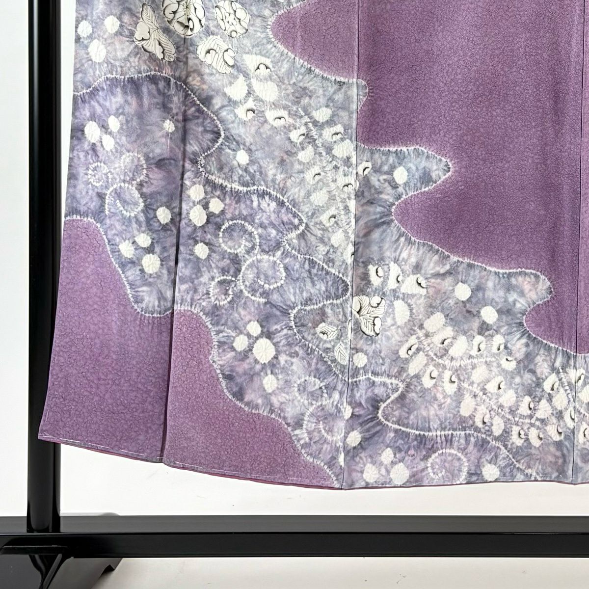 訪問服 身長151.5cm 袖長63cm S 雙層 辻花染 絞染 紫 純蠶絲 秀品級