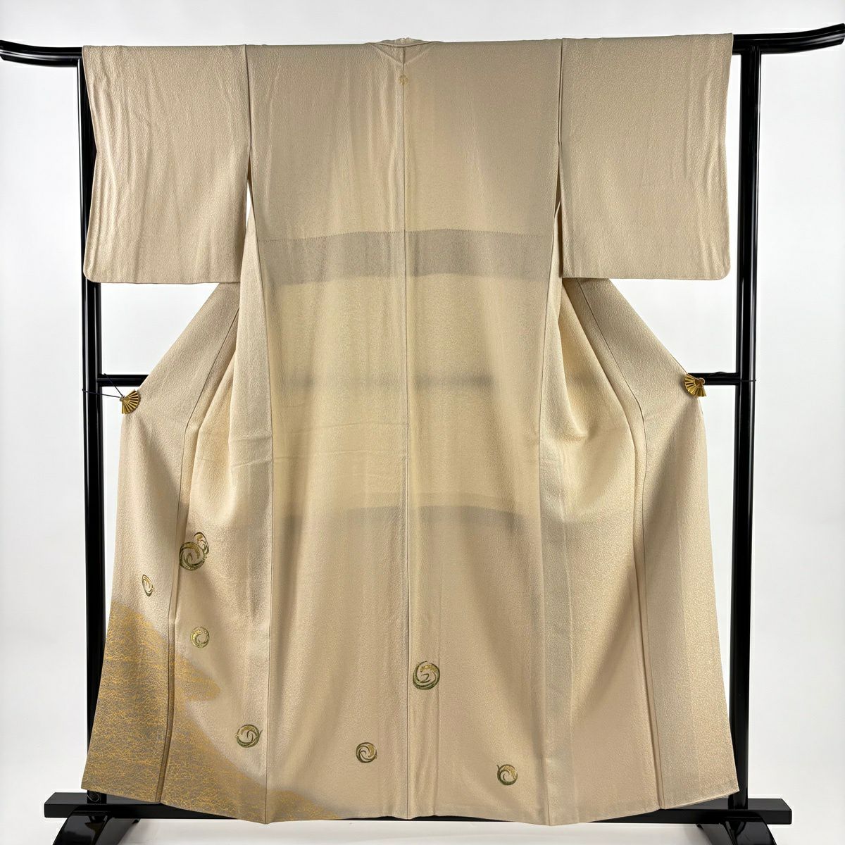 付下 身長157.5cm 袖長63cm S 雙層 稻丸紋 霞 金銀彩 淺茶 純蠶絲 優品級 一個紋