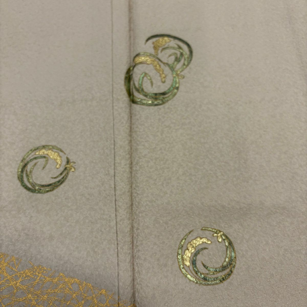 付下 身長157.5cm 袖長63cm S 雙層 稻丸紋 霞 金銀彩 淺茶 純蠶絲 優品級 一個紋