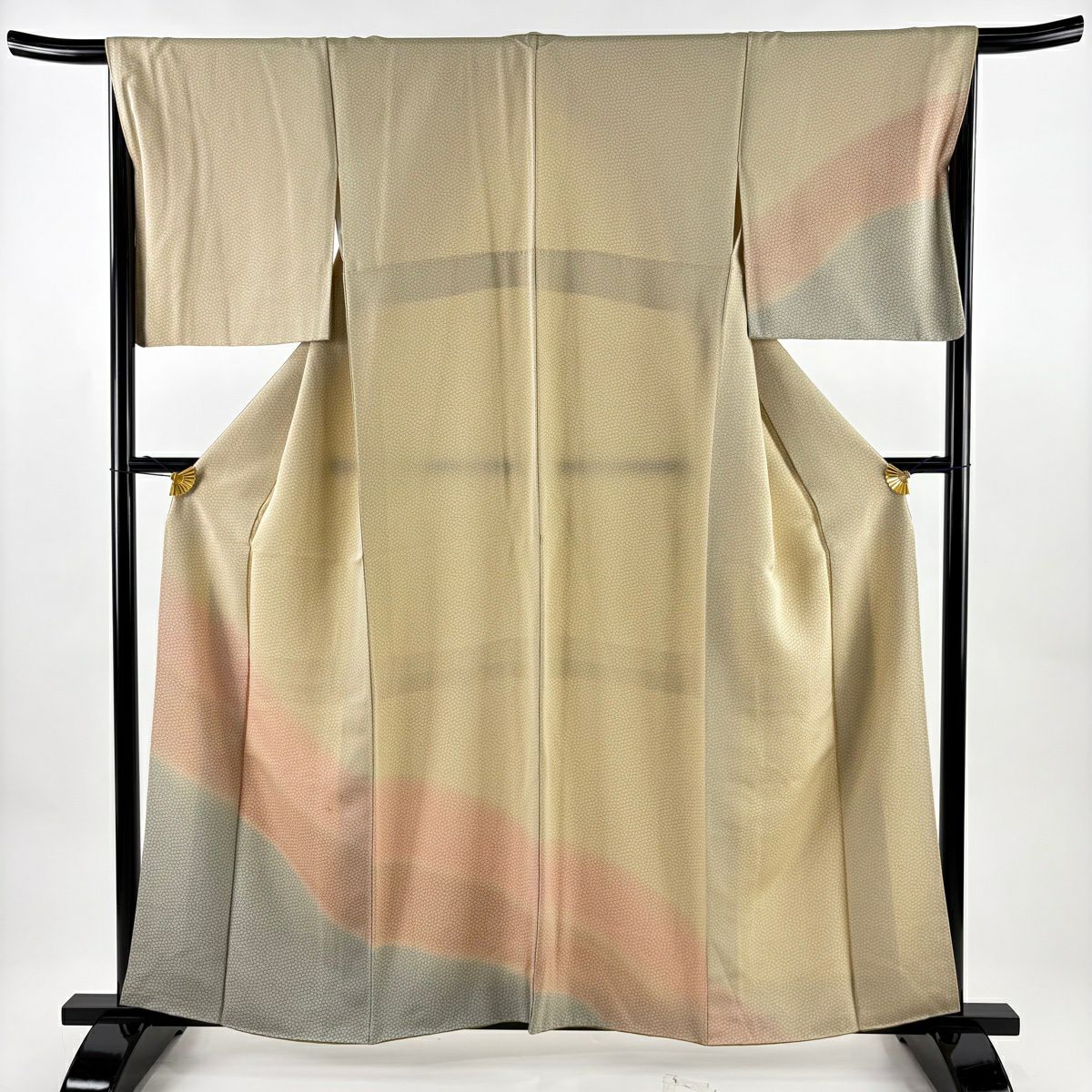 付下 身長158.5cm 袖長66.5cm M 雙層 梅花 辨染 薄茶 純蠶絲 優品級