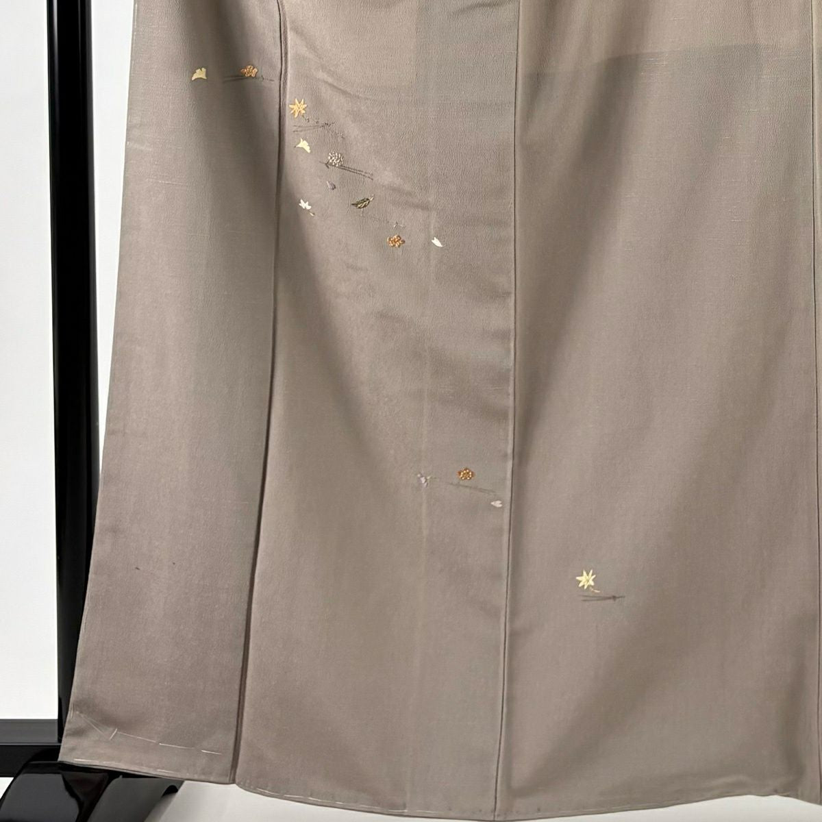 付下 身長162cm 袖長65cm M 雙層 吹寄刺繡 金銀線 灰茶 純蠶絲 優品級 一個紋