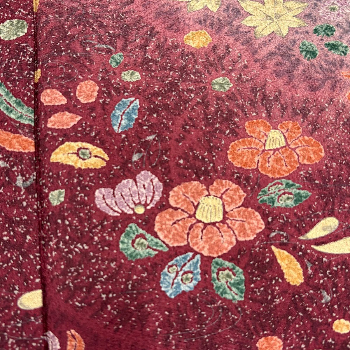 【美品】訪問服 身長170cm 袖長66cm M 雙層 草花紋紋 菱形 染分 灰紫 純蠶絲 秀品級