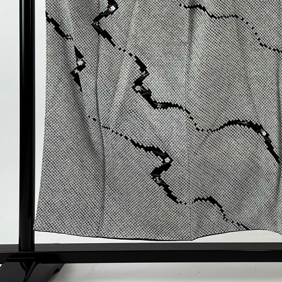 訪問服 身長154cm 袖長62cm S 雙層 吹寄 絞染 刺繡 黑 純蠶絲 秀品級