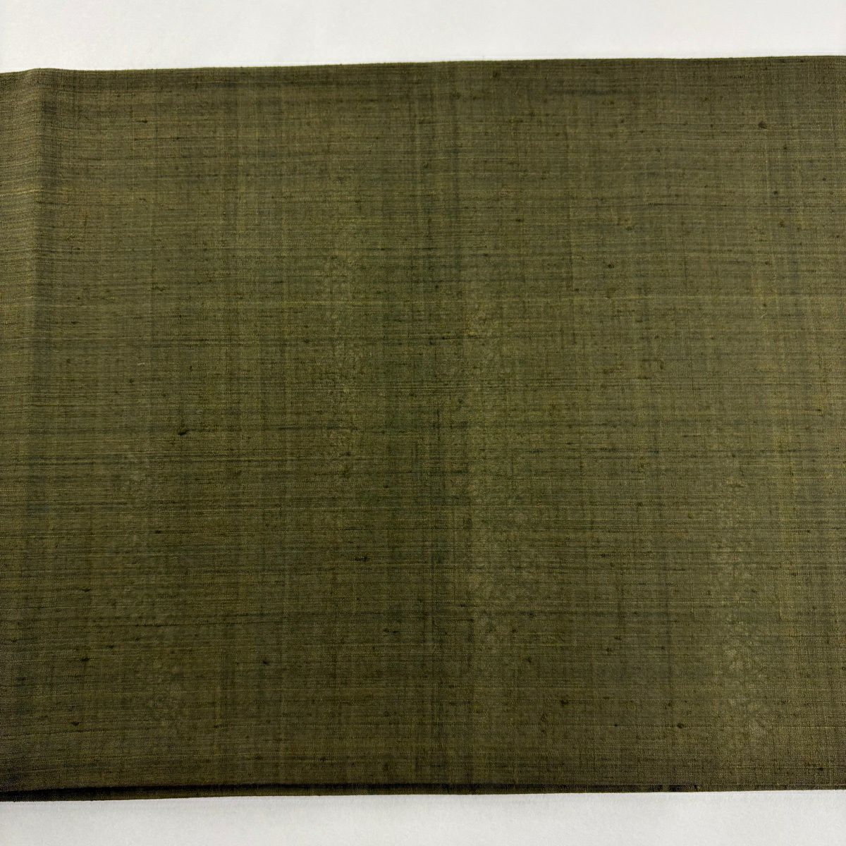 【美品】 袋帶 秀品級 紬織織 草花紋紋 刺繡 深綠 お太鼓柄 純蠶絲