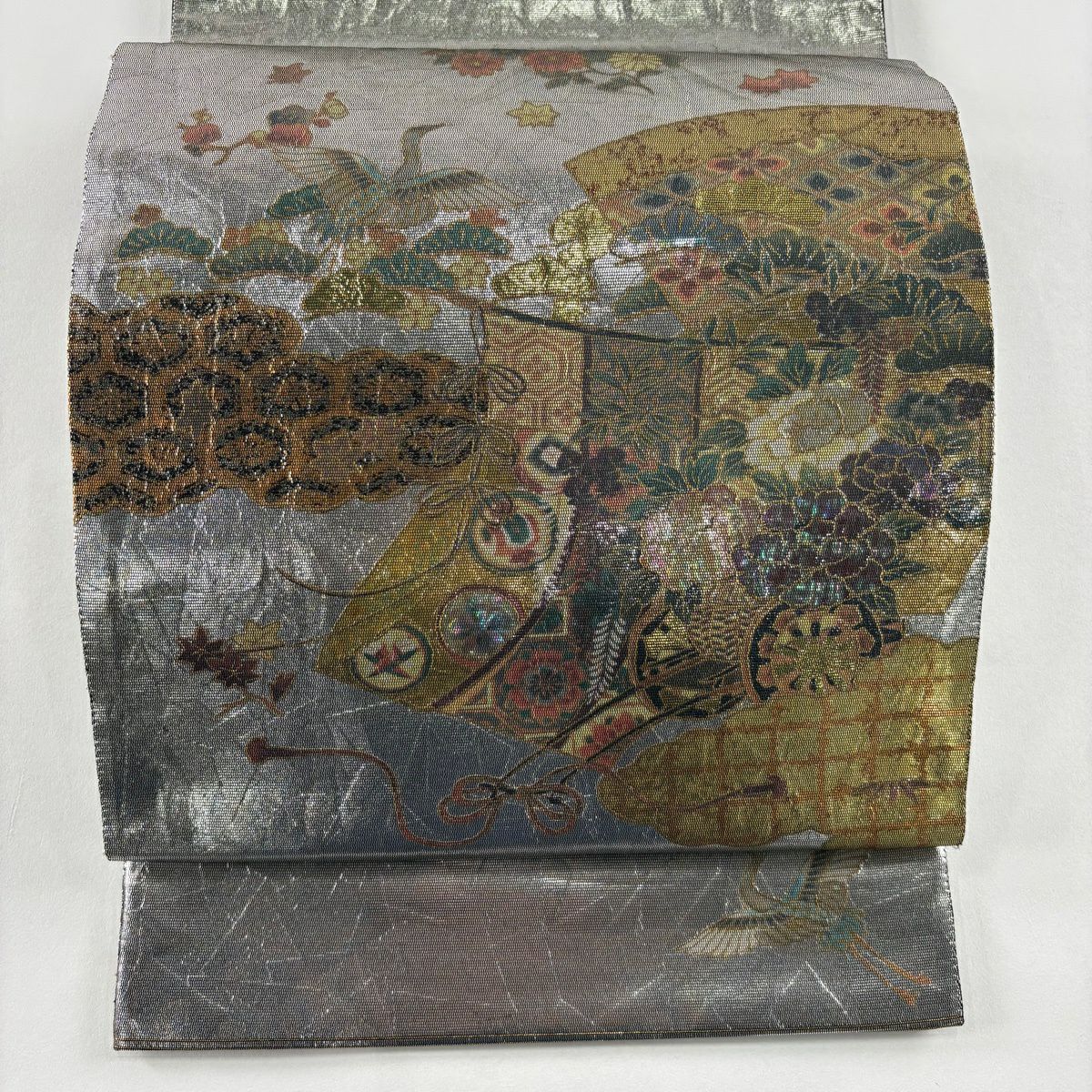 袋帶 秀品級 花車 幾帳 金金箔 螺鈿 銀 純蠶絲