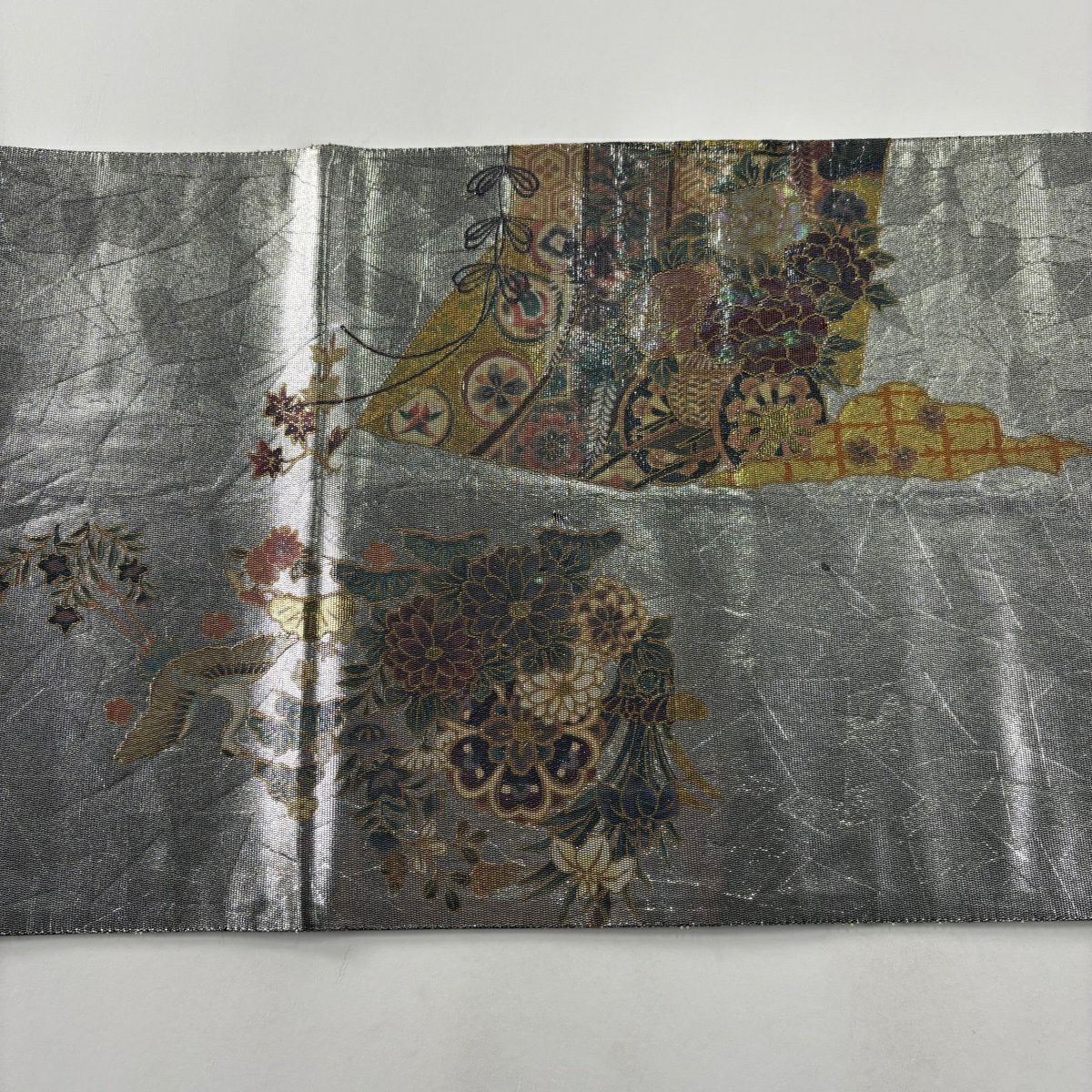 袋帶 秀品級 花車 幾帳 金金箔 螺鈿 銀 純蠶絲