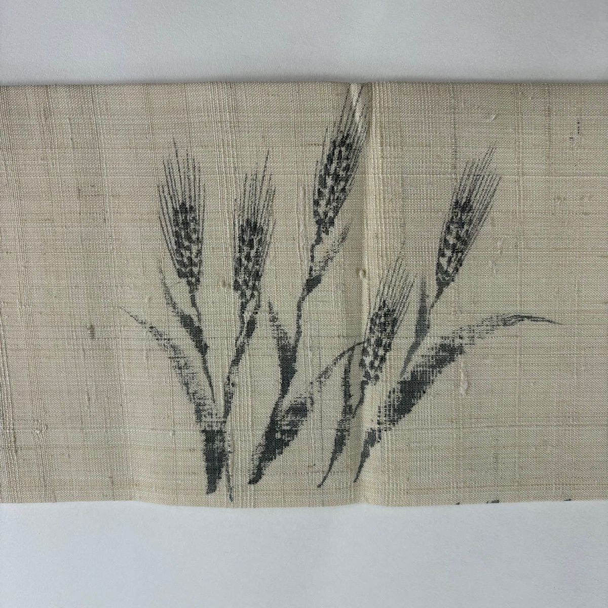 名古屋帶 秀品級 有落款 紬織織 地圖案 蘆葦色 純蠶絲