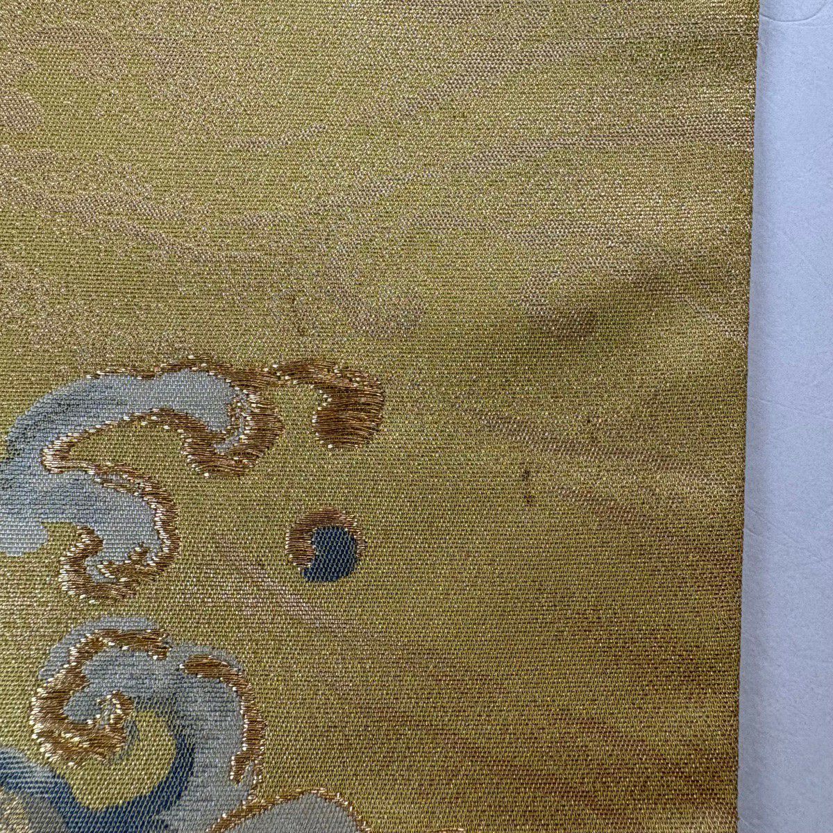 【美品】 袋帶 秀品級 波頭 青海波 金絲 金金箔 金色 六通 純蠶絲