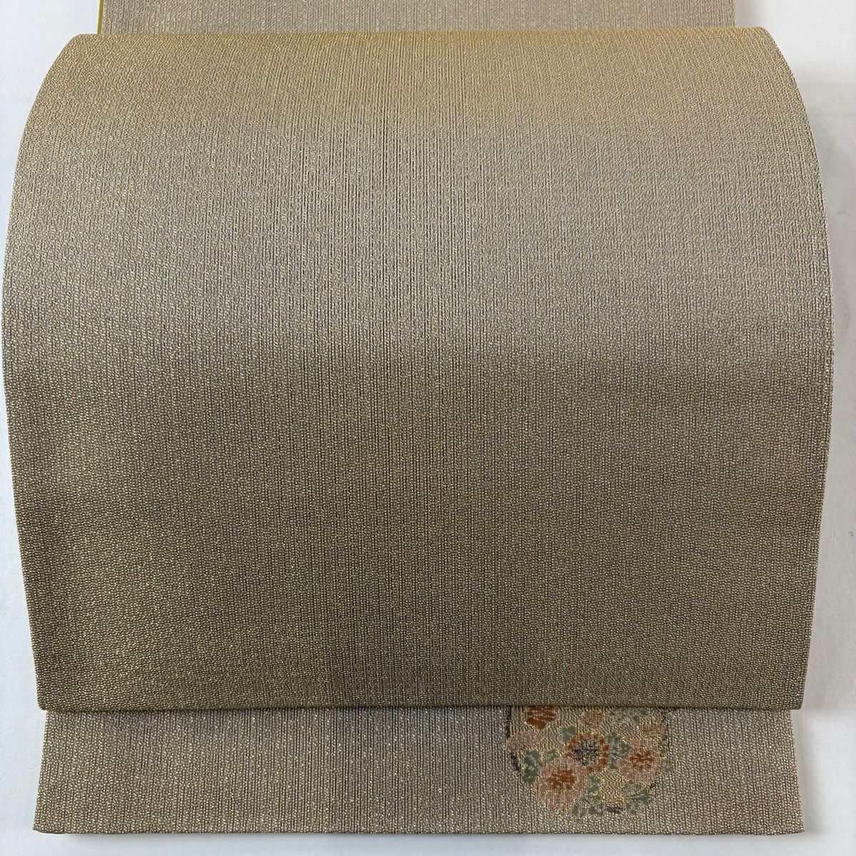 【美品】 袋帶 秀品級 金金箔 鶯色 六通 純蠶絲