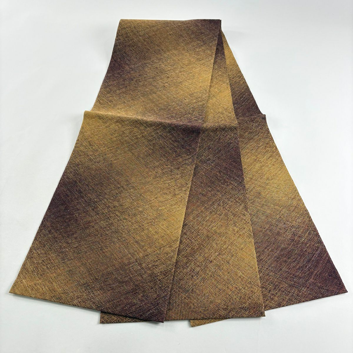 【美品】 名古屋帶 秀品級 八寸名古屋帶 幾何學 金絲 茶 純蠶絲