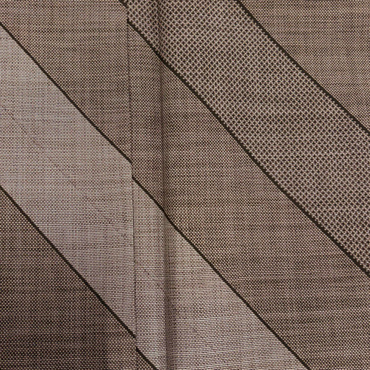 【美品】 紬織 身長155.5cm 袖長62.5cm S 雙層 斜條 幾何學 灰茶 純蠶絲 名品級