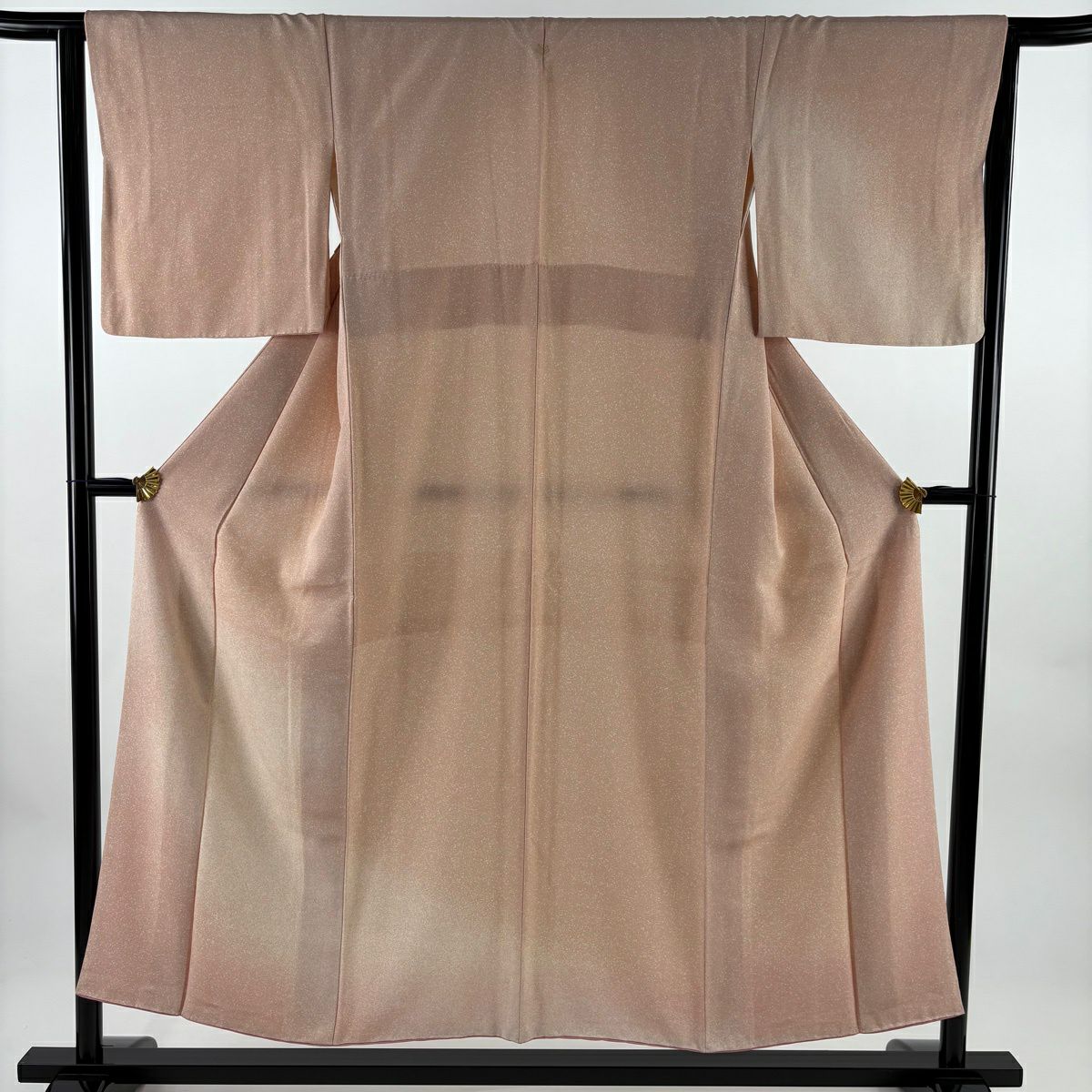 付下 身長151cm 袖長64.5cm M 雙層 幾何圖案 霞 漸層 深粉色 純蠶絲 名品級 一個紋
