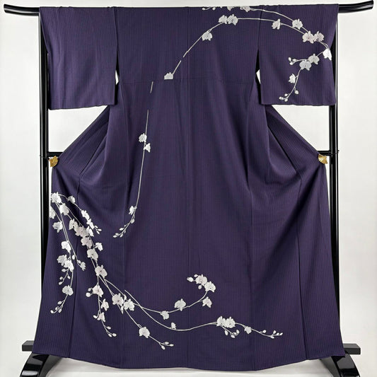 訪問服 身長166cm 袖長67cm M 雙層 胡蝶蘭 刺繡 汕頭刺繡 紫 純蠶絲 逸品級