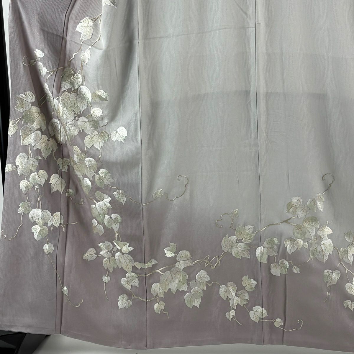 訪問服 身長163cm 袖長69cm L 雙層 蔦 刺繡 金糸 灰紫 純蠶絲 逸品級