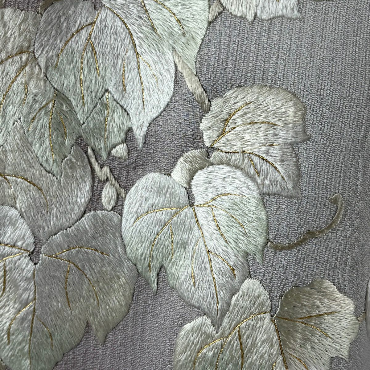 訪問服 身長163cm 袖長69cm L 雙層 蔦 刺繡 金糸 灰紫 純蠶絲 逸品級