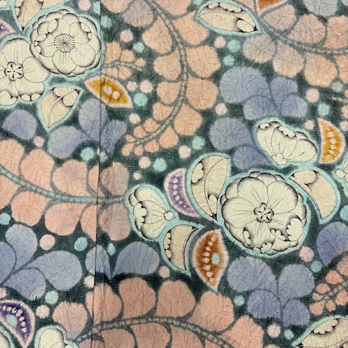 【美品】 付下 身長164cm 袖長66.5cm M 雙層 辻花染 金銀彩 漸層 青灰 純蠶絲 名品級