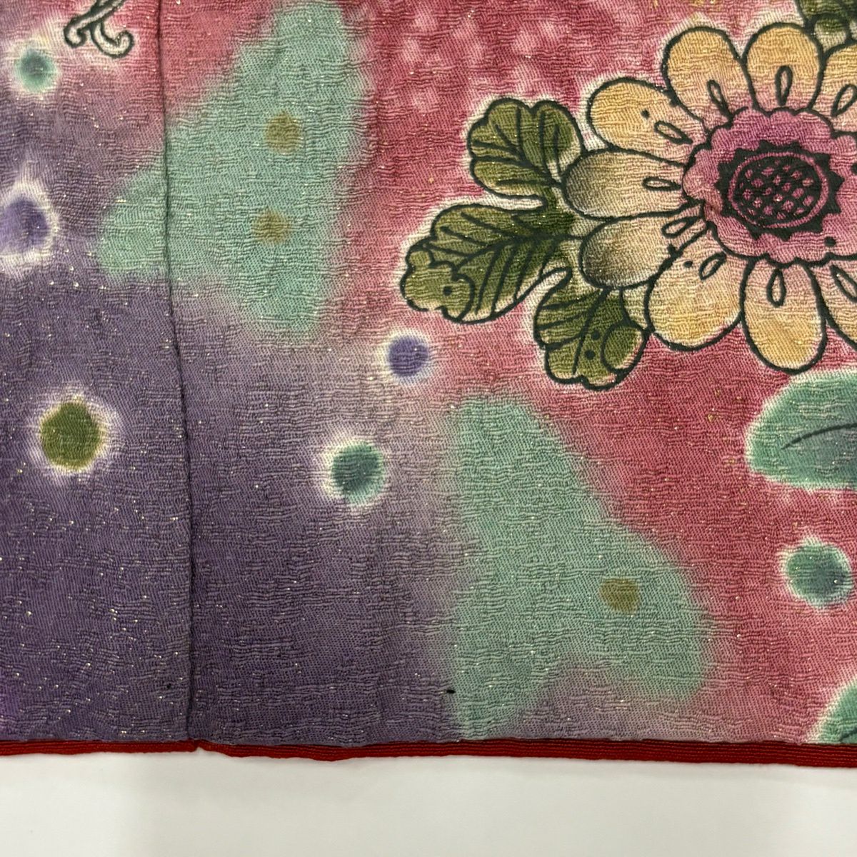 【美品】振袖禮服 身長161cm 袖長66.5cm M 雙層 蝶 櫻花 金通し 金銀彩 紅 純蠶絲 名品級