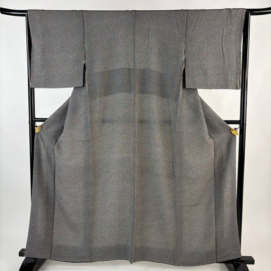 【美品】 江戶小紋 身長160.5cm 袖長64.5cm M 雙層 附款幾何圖案 黑灰 純蠶絲 名品級
