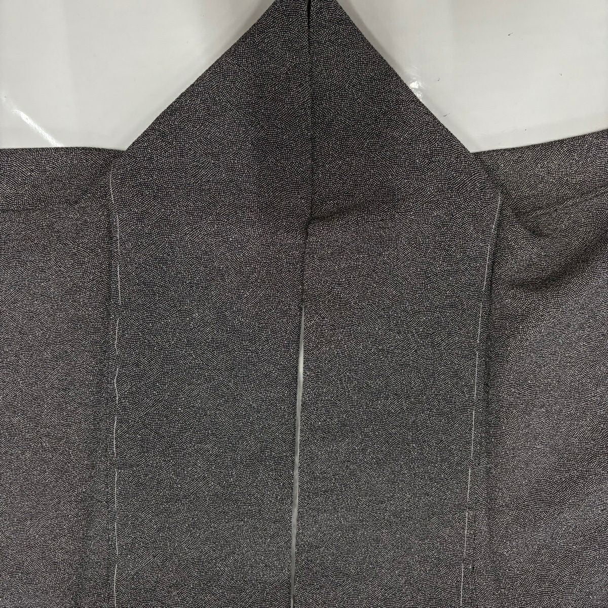 【美品】 江戶小紋 身長160.5cm 袖長64.5cm M 雙層 附款幾何圖案 黑灰 純蠶絲 名品級