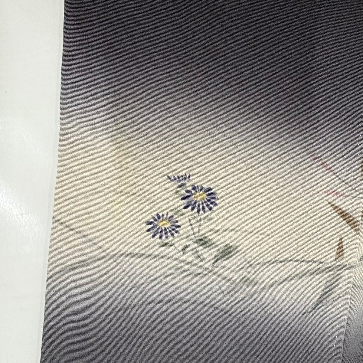 訪問服 身長159cm 袖長67cm M 雙層 鶏 草花紋紋 漸層 墨 黑 純蠶絲 名品級