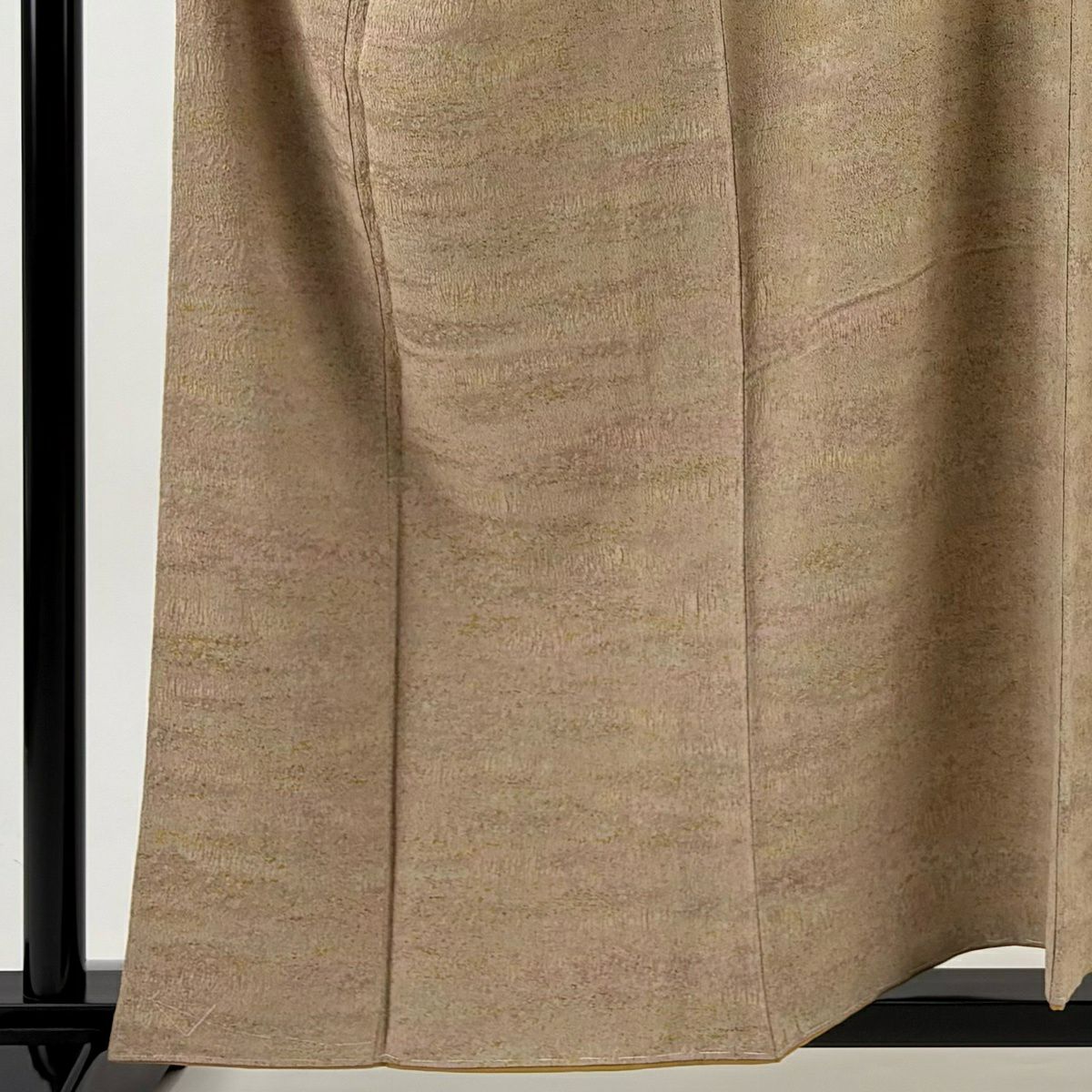 【美品】 小紋 身長158cm 袖長64cm M 雙層 陶彩染 幾何圖案 淺茶 純蠶絲 名品級