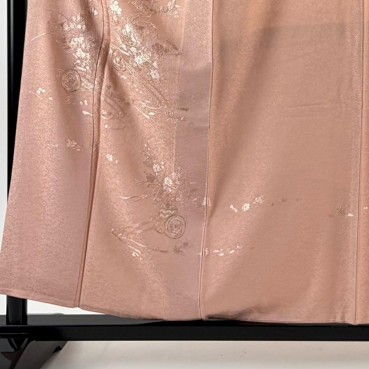 付下 身長157cm 袖長67cm M 雙層 花車刺繡 金絲 粉紅 純蠶絲 秀品級 一個紋