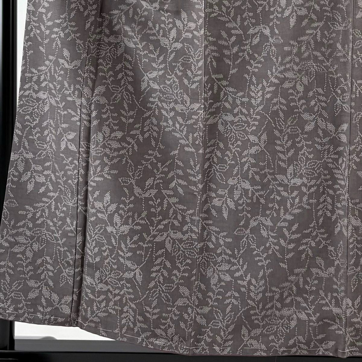 【美品】 紬織 身長157.5cm 袖長62.5cm S 雙層 志久美紬織 葉柄 灰紫 純蠶絲 秀品級