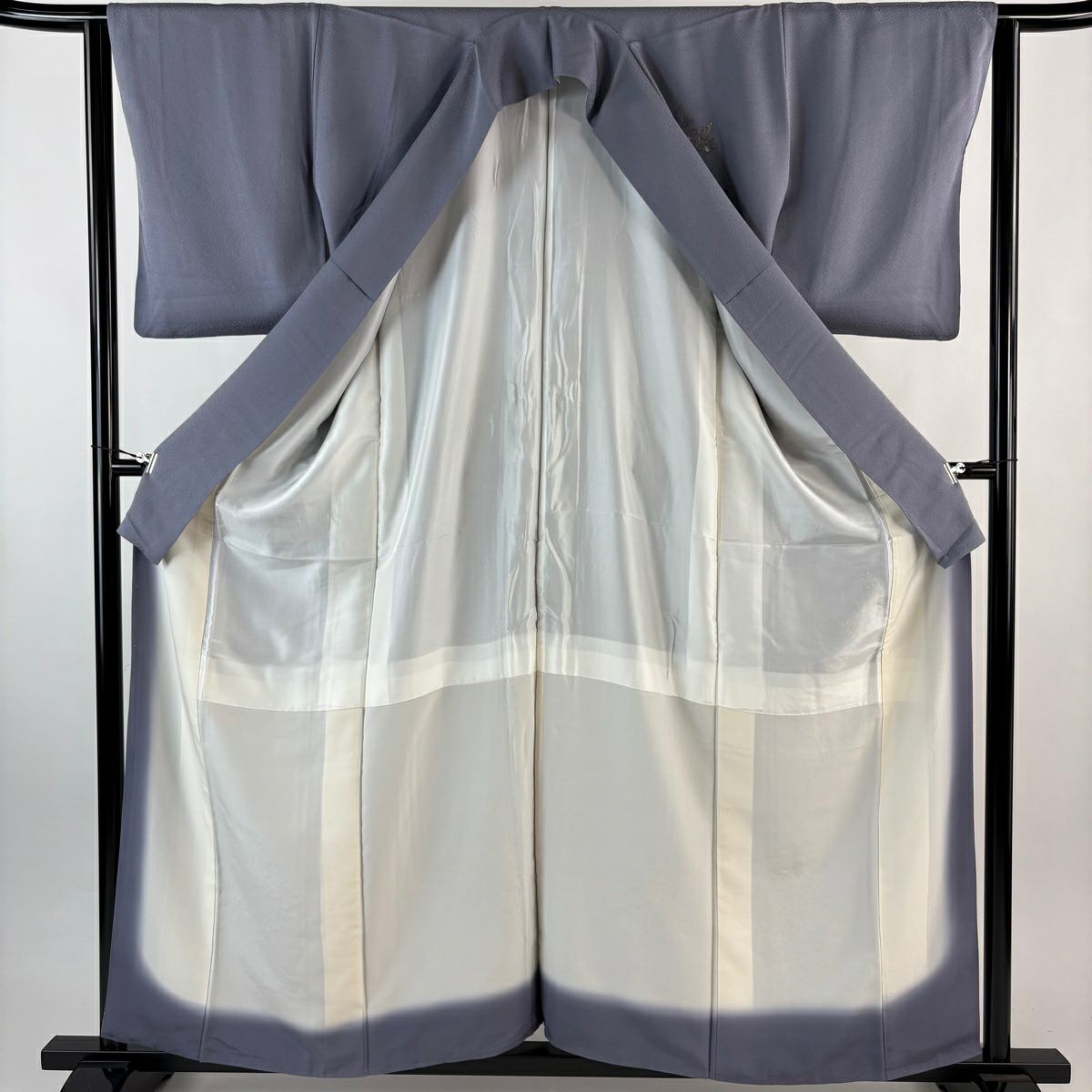 付下 身長159cm 袖長63.5cm S 雙層 ますいわ屋 花車 金糸 刺繡 灰紫 純蠶絲 秀品級 一つ紋