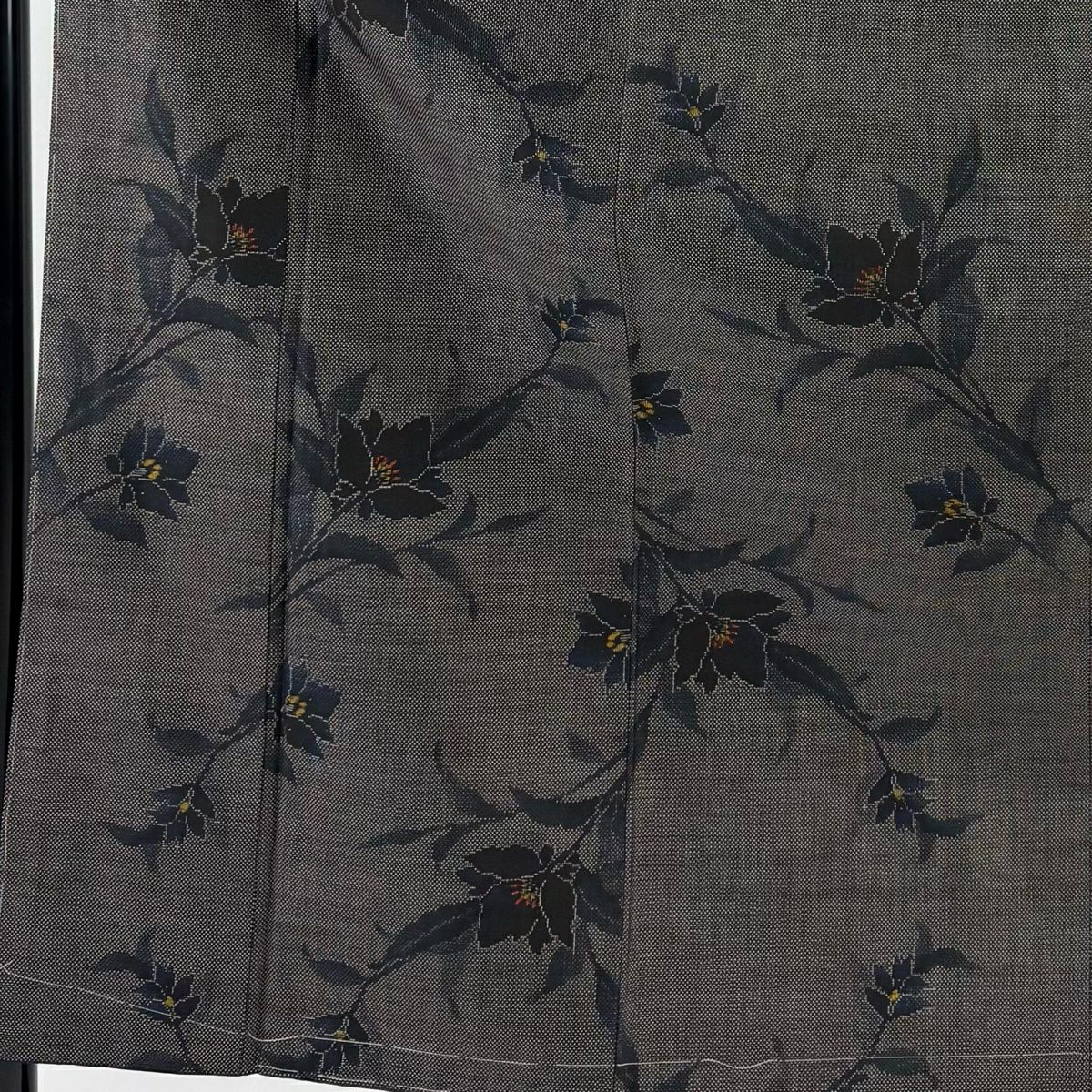 【美品】 紬織 身長157cm 袖長62.5cm S 雙層 草花紋 茶 純蠶絲 秀品級