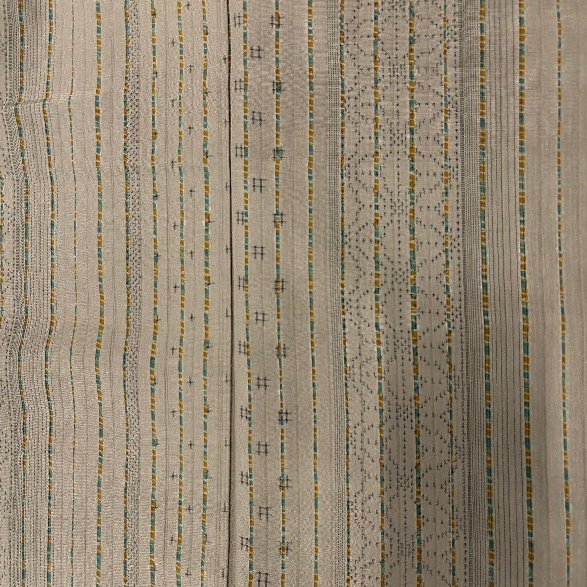 【美品】 紬織 身長154cm 袖長63.5cm S 雙層 條紋 井桁絣 淺茶 純蠶絲 優品級