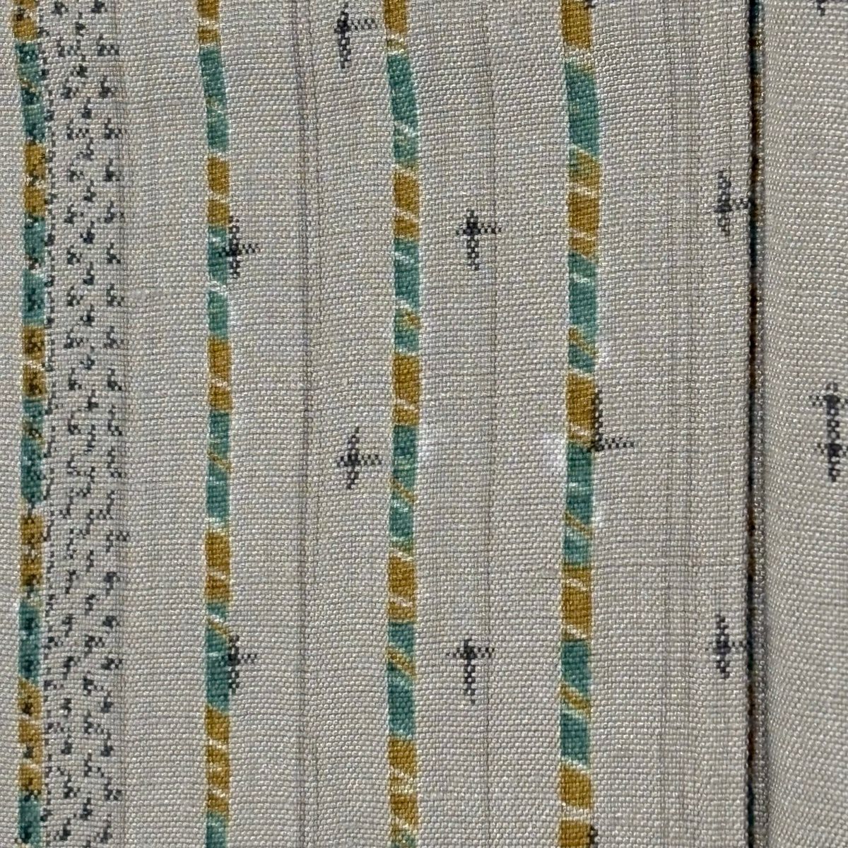【美品】 紬織 身長154cm 袖長63.5cm S 雙層 條紋 井桁絣 淺茶 純蠶絲 優品級