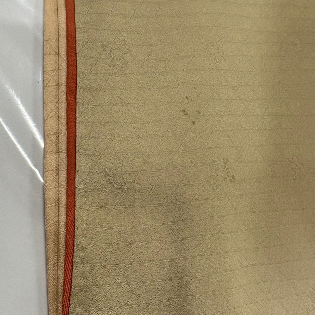 訪問服 身長162.5cm 袖長67cm M 雙層 大和 草花紋紋 淡霞 金絲 金銀彩 淺橙色 純蠶絲 優品級