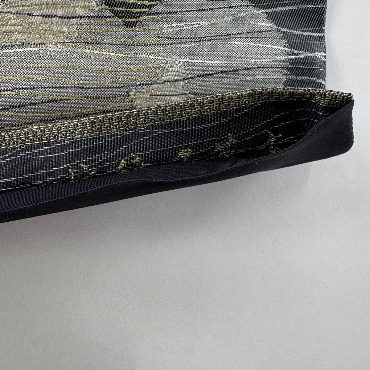 【美品】 袋帶 秀品級櫻花 圓文 金銀彩 金金箔 灰色 六通 純蠶絲