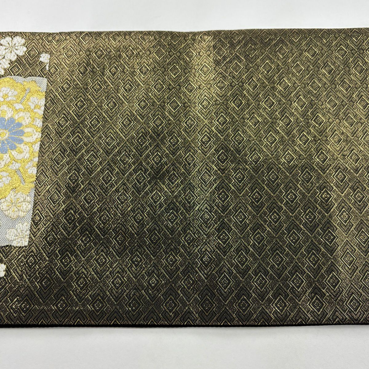 【美品】 袋帶 秀品級 雪輪 櫻花 金金箔 黑 六通 純蠶絲