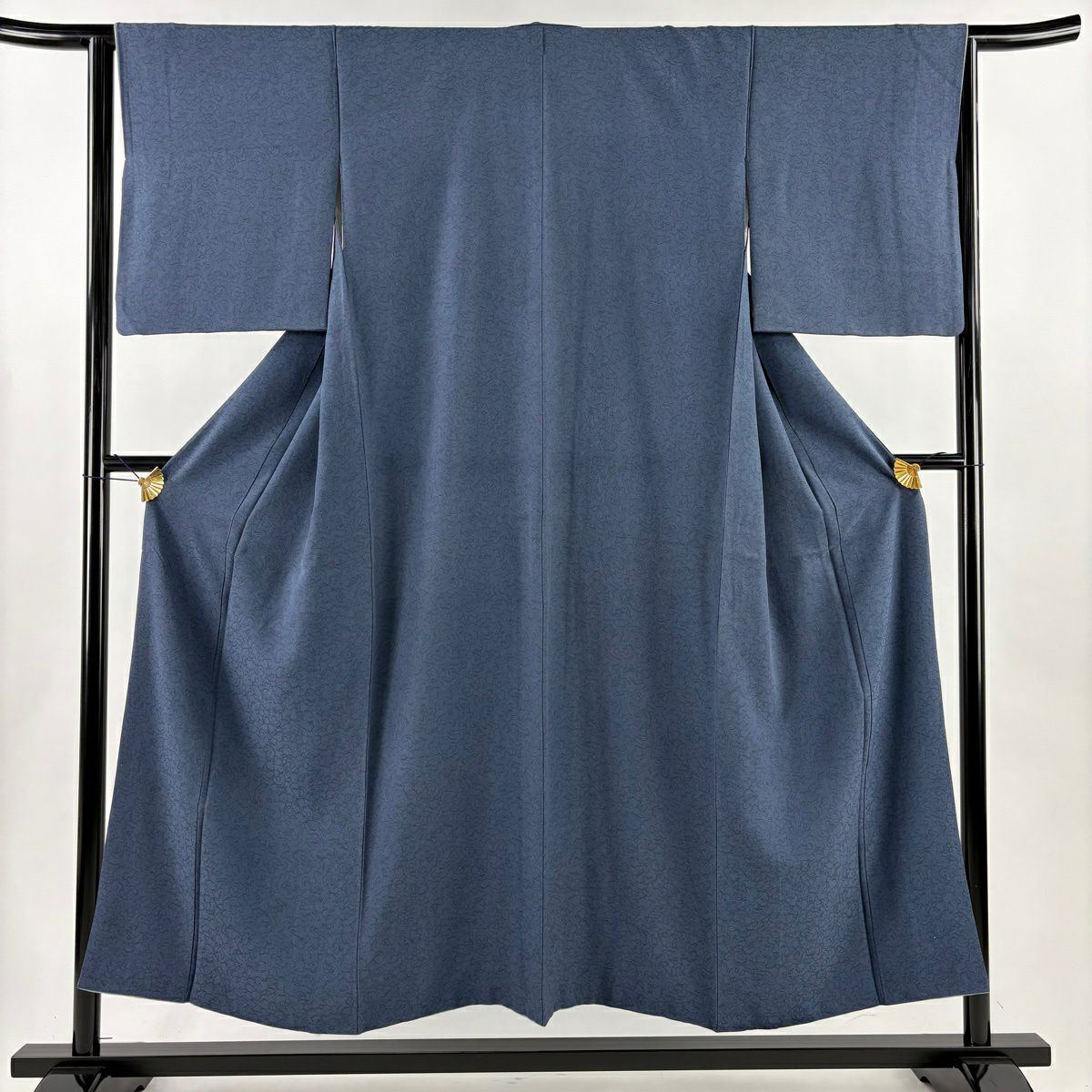 小紋 身長153.5cm 袖長63.5cm S 雙層 幾何學圖案 青灰 純蠶絲 秀品級