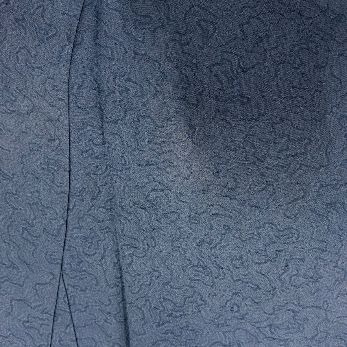 小紋 身長153.5cm 袖長63.5cm S 雙層 幾何學圖案 青灰 純蠶絲 秀品級