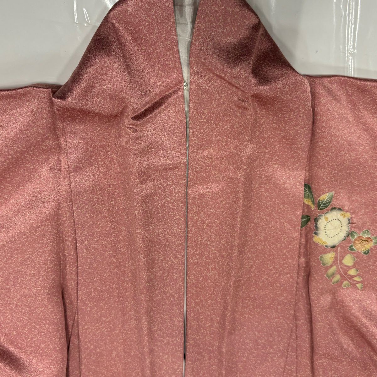 付下 身長172cm 袖長66cm M 雙層 草花紋紋 道長取 金彩裝飾 染分 粉紅 純蠶絲 優品級