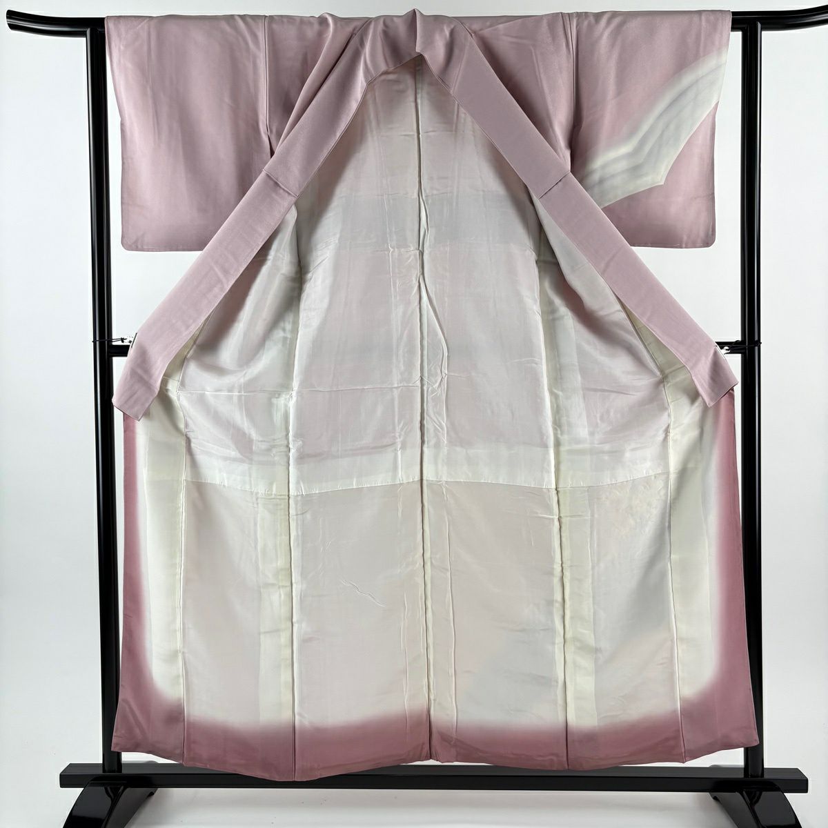 付下 身長156.5cm 袖長62cm S 雙層 花籠 菊花 刺繡 銀線 淺紫 純蠶絲 優品級