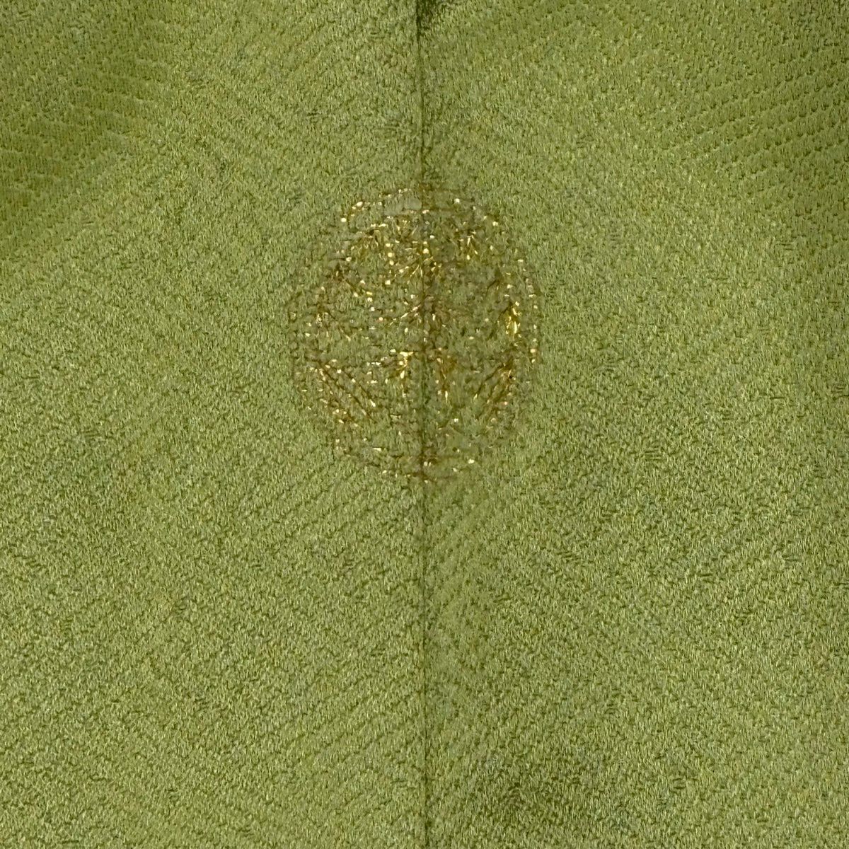 付下 身長159.5cm 袖長62cm S 雙層 菊花 七寶 金絲 金銀彩 艾綠 純蠶絲 秀品級 一個紋