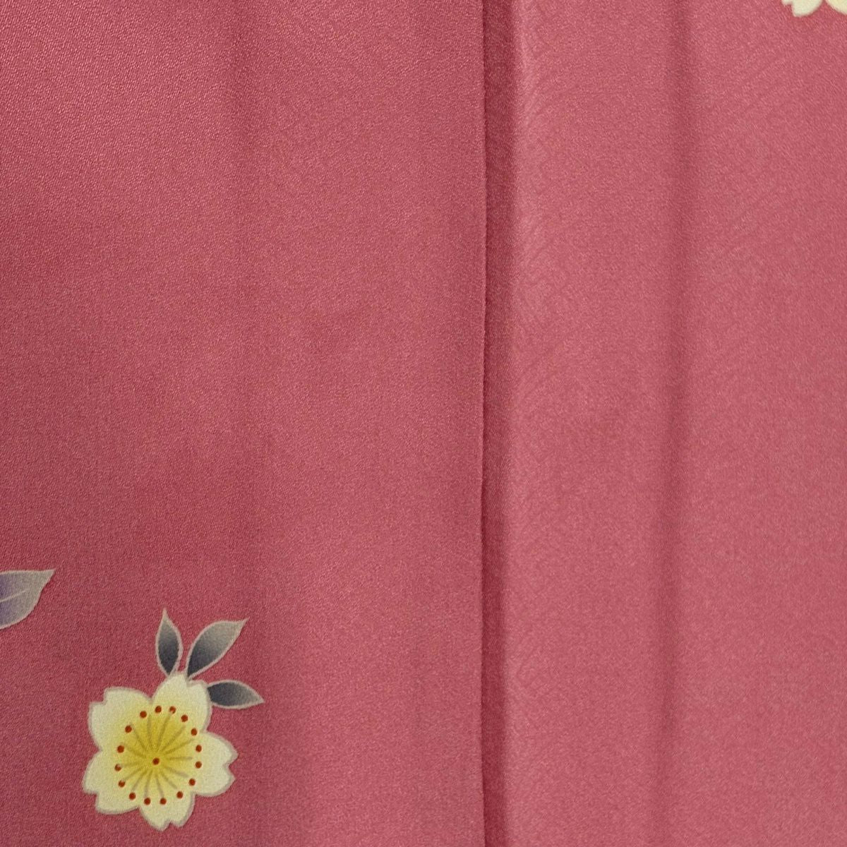 振袖禮服 身長167.5cm 袖長67.5cm L 雙層櫻花花瓣染分 粉紅 純蠶絲 優品級