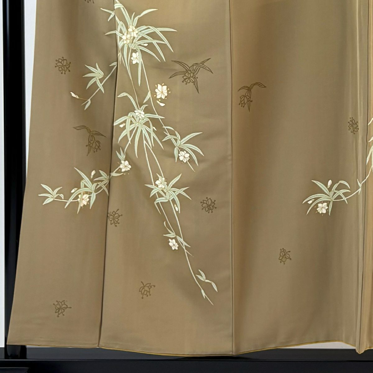 訪問服 身長155cm 袖長62.5cm S 雙層 草花紋紋 金絲 金銀彩 淺茶 純蠶絲 優品級