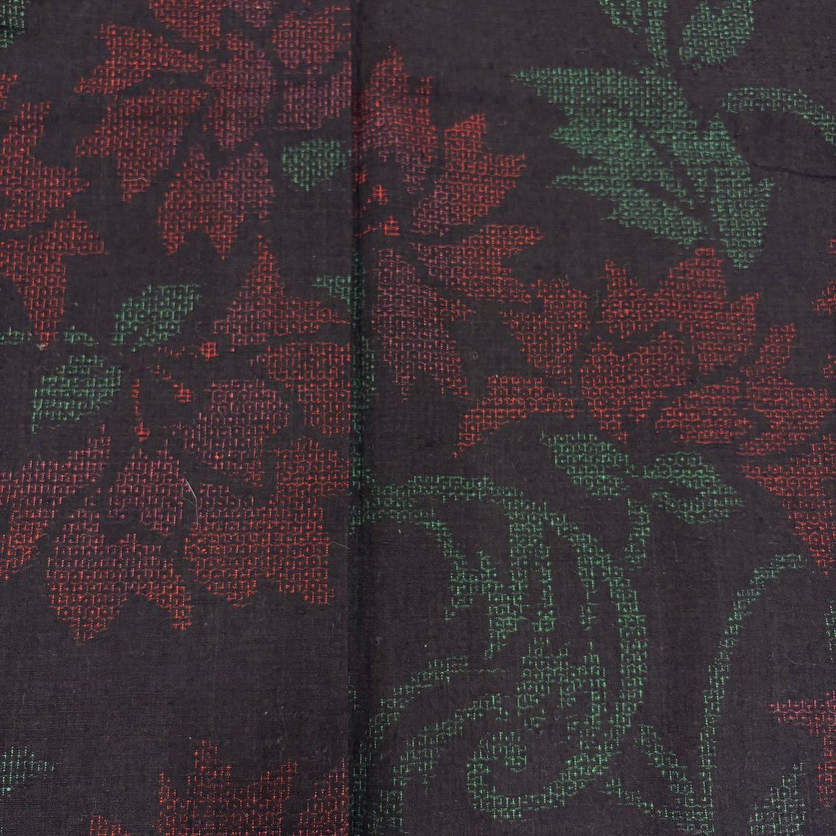 【美品】 紬織織 身長164.5cm 袖長65.5cm M 雙層 花唐草紋 深藍 純蠶絲 名品級