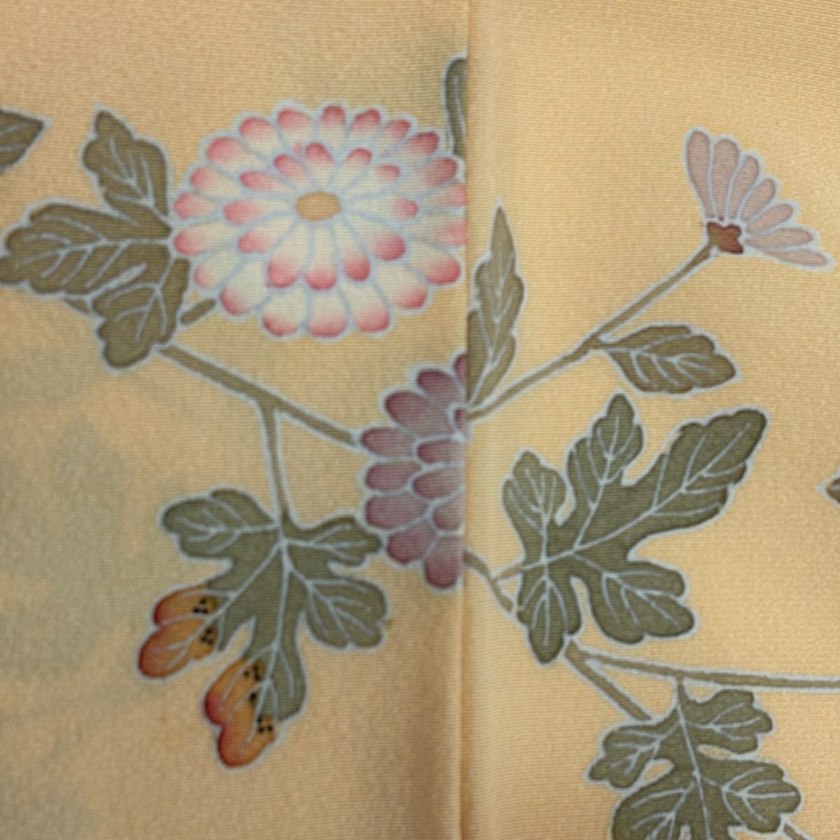 訪問服 身長158.5cm 袖長66cm M 雙層 椿 菊花 漸層 淺橙色 純蠶絲 優品級 一個紋