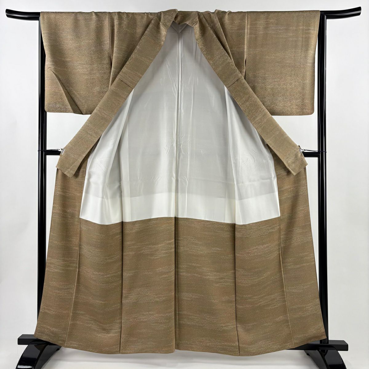 【美品】 付下 身長160.5cm 袖長64.5cm M 雙層 地紋 裾暈染 茶 純蠶絲 秀品級