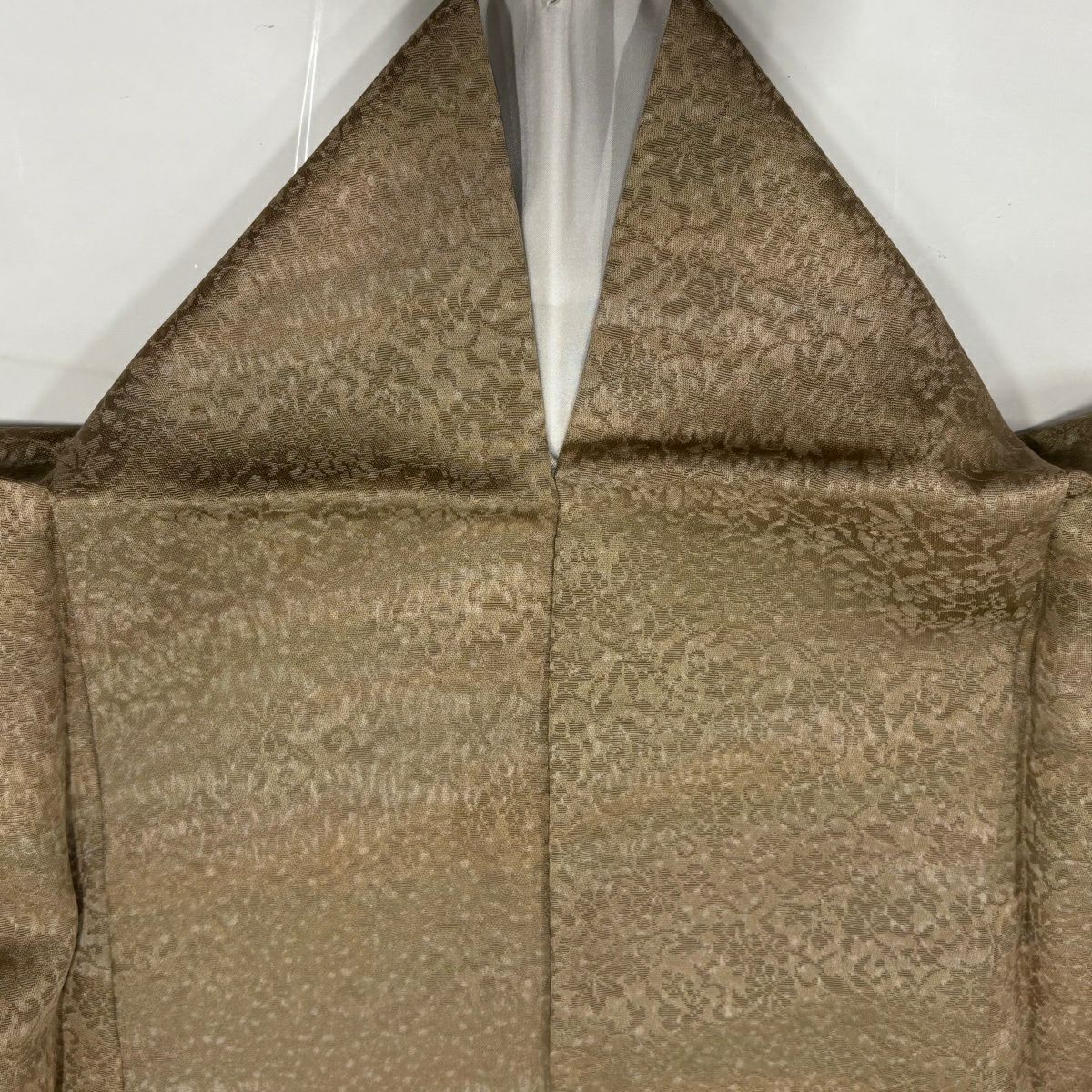 【美品】 付下 身長160.5cm 袖長64.5cm M 雙層 地紋 裾暈染 茶 純蠶絲 秀品級