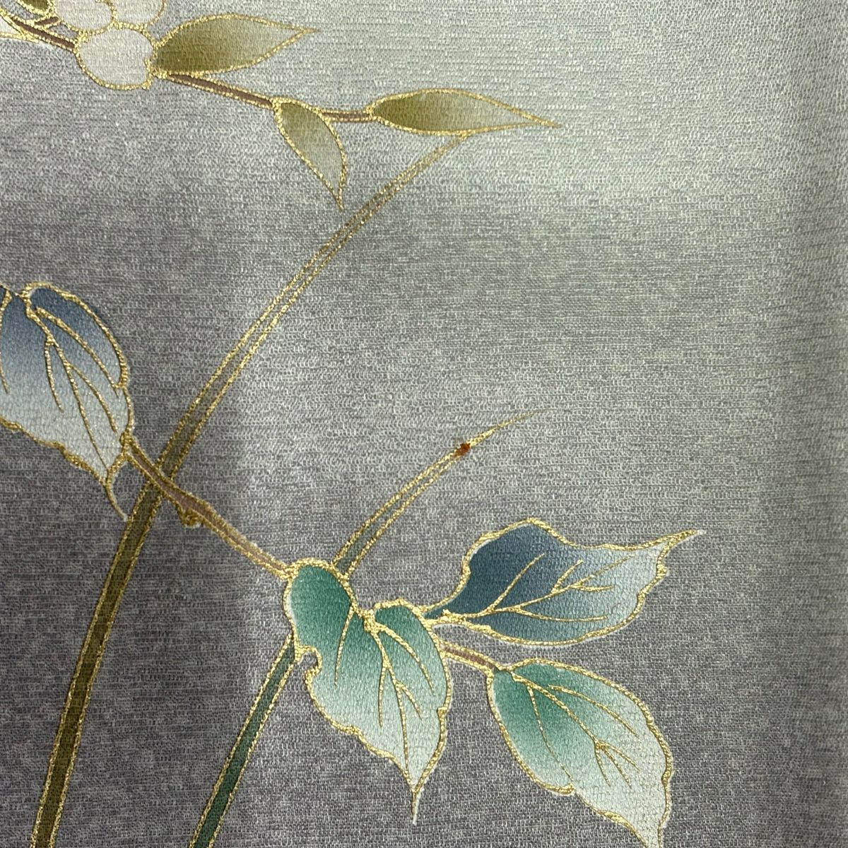 訪問服 身長159cm 袖長62cm S 雙層 枝花 草花紋 金彩裝飾 漸層 灰紫 純蠶絲 優品級